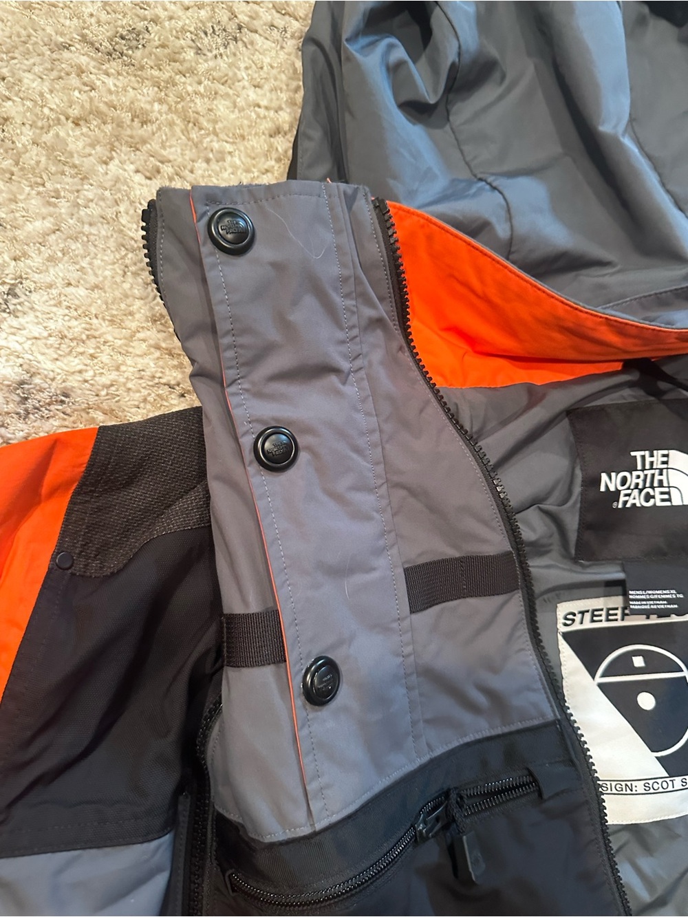 The North Face Steep Tech Hooded Ski Jacket - Black, Gray & Orange - Picture 5 of 9